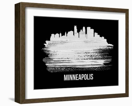 Minneapolis Skyline Brush Stroke - White-NaxArt-Framed Art Print