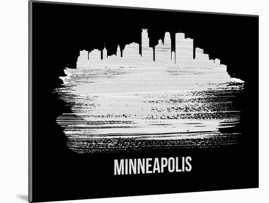 Minneapolis Skyline Brush Stroke - White-NaxArt-Mounted Art Print