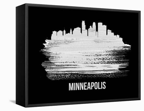 Minneapolis Skyline Brush Stroke - White-NaxArt-Framed Stretched Canvas
