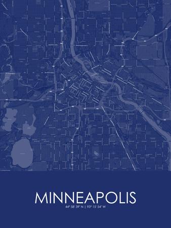'Minneapolis, United States of America Blue Map' Photo | AllPosters.com