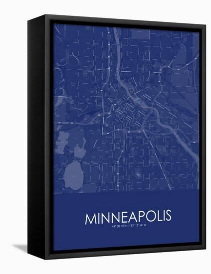 Minneapolis, United States of America Blue Map-null-Framed Stretched Canvas