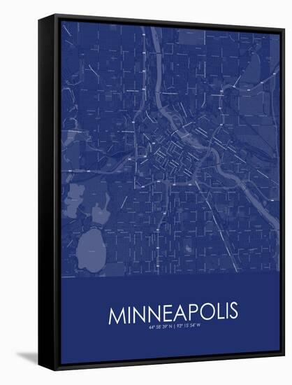 Minneapolis, United States of America Blue Map-null-Framed Stretched Canvas
