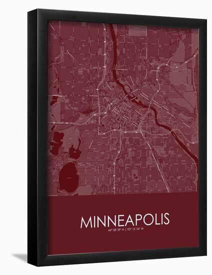 Minneapolis, United States of America Red Map-null-Framed Poster