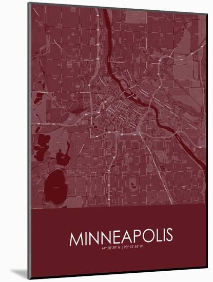 Minneapolis, United States of America Red Map-null-Mounted Poster