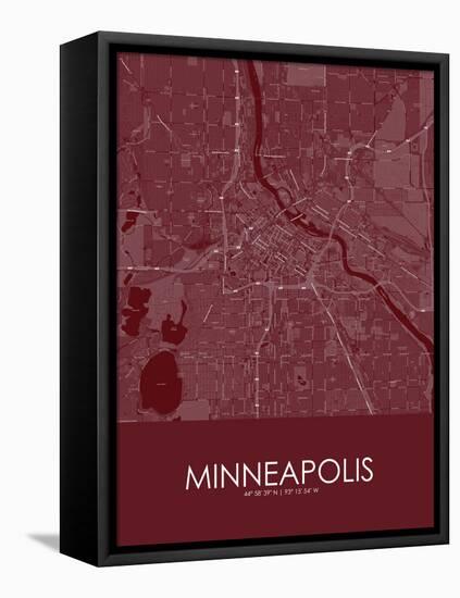 Minneapolis, United States of America Red Map-null-Framed Stretched Canvas