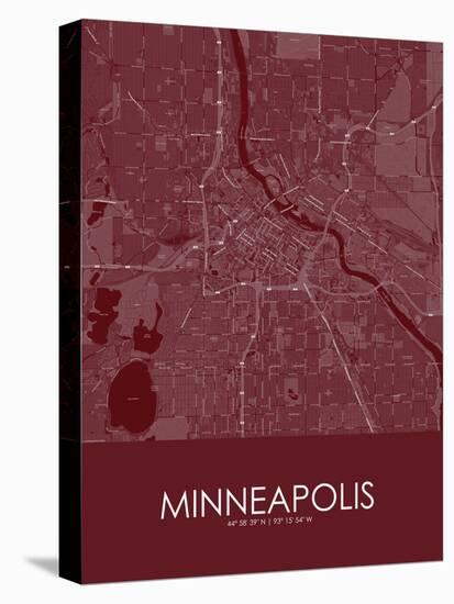 Minneapolis, United States of America Red Map-null-Stretched Canvas