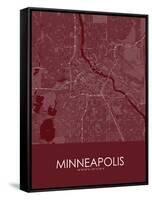 Minneapolis, United States of America Red Map-null-Framed Stretched Canvas