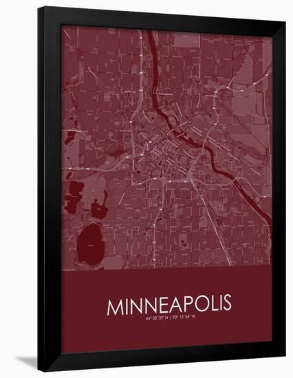 Minneapolis, United States of America Red Map-null-Framed Poster