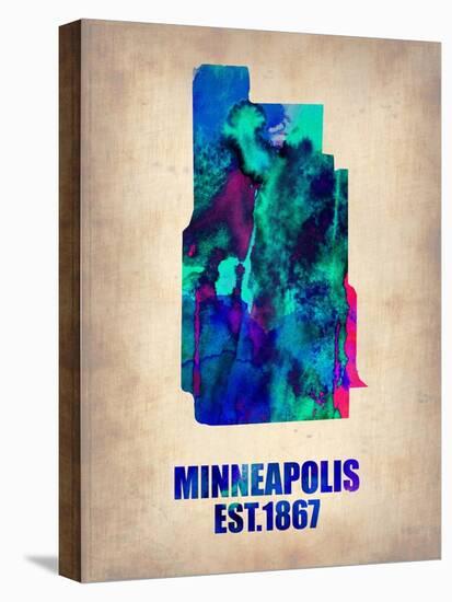 Minneapolis Watercolor Map-NaxArt-Stretched Canvas