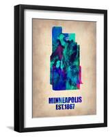 Minneapolis Watercolor Map-NaxArt-Framed Art Print