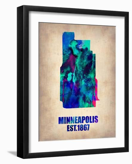 Minneapolis Watercolor Map-NaxArt-Framed Art Print