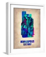 Minneapolis Watercolor Map-NaxArt-Framed Art Print