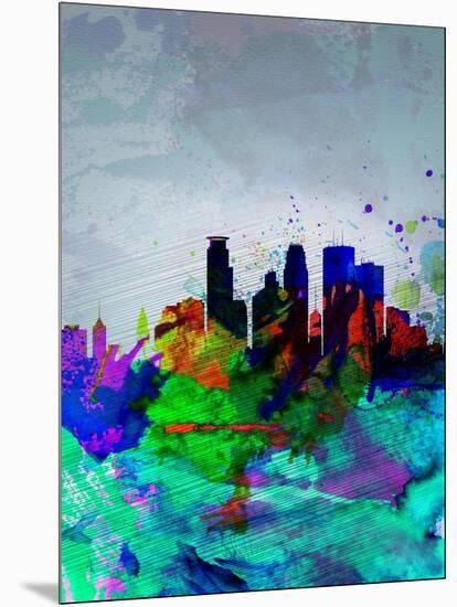 Minneapolis Watercolor Skyline-NaxArt-Mounted Art Print