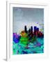 Minneapolis Watercolor Skyline-NaxArt-Framed Art Print