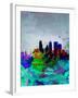 Minneapolis Watercolor Skyline-NaxArt-Framed Art Print