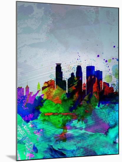 Minneapolis Watercolor Skyline-NaxArt-Mounted Art Print