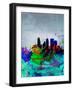 Minneapolis Watercolor Skyline-NaxArt-Framed Art Print