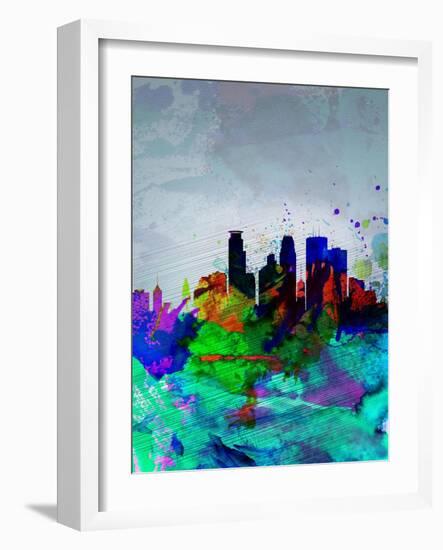 Minneapolis Watercolor Skyline-NaxArt-Framed Art Print