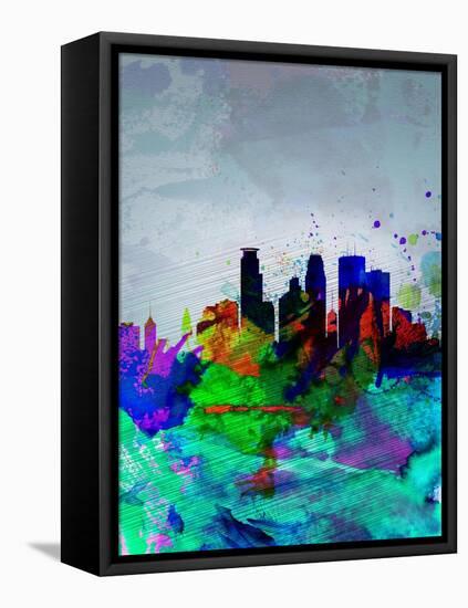 Minneapolis Watercolor Skyline-NaxArt-Framed Stretched Canvas