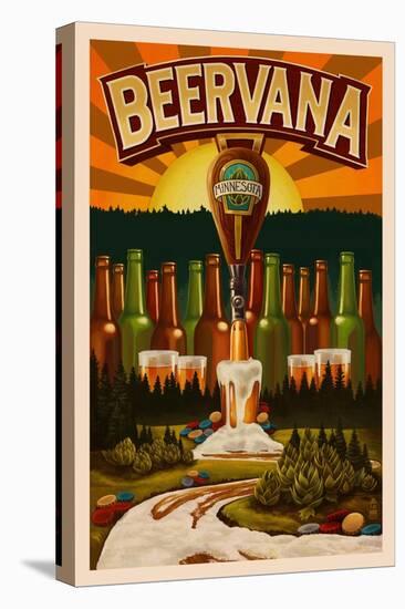 Minnesota - Beervana Tap-Lantern Press-Stretched Canvas