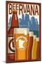 Minnesota - Beervana Vintage Sign-Lantern Press-Mounted Art Print