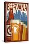 Minnesota - Beervana Vintage Sign-Lantern Press-Stretched Canvas