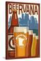 Minnesota - Beervana Vintage Sign-Lantern Press-Stretched Canvas