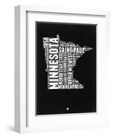 Minnesota Black and White Map-NaxArt-Framed Art Print