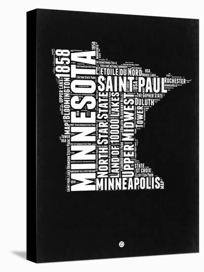 Minnesota Black and White Map-NaxArt-Stretched Canvas