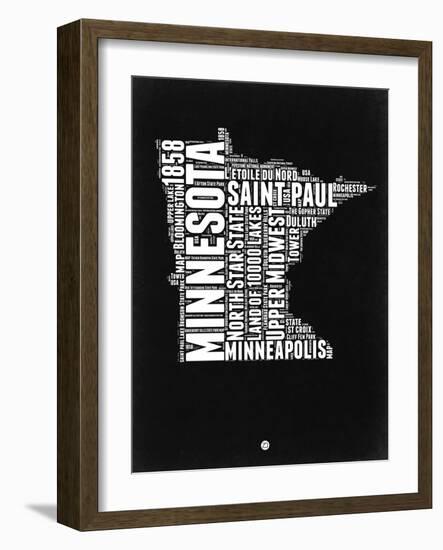 Minnesota Black and White Map-NaxArt-Framed Art Print