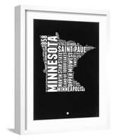 Minnesota Black and White Map-NaxArt-Framed Art Print