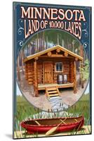 Minnesota - Cabin and Lake-Lantern Press-Mounted Art Print