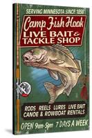 Minnesota - Camp Fish Hook-Lantern Press-Stretched Canvas