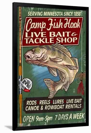 Minnesota - Camp Fish Hook-Lantern Press-Framed Art Print