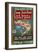 Minnesota - Camp Fish Hook-Lantern Press-Framed Art Print