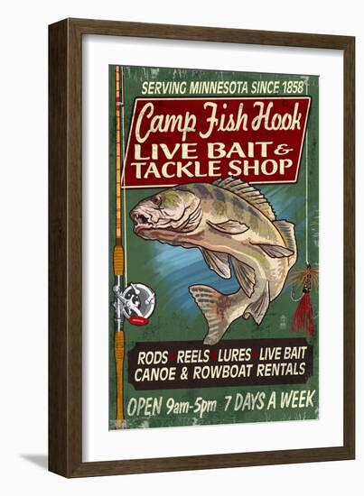 Minnesota - Camp Fish Hook-Lantern Press-Framed Art Print