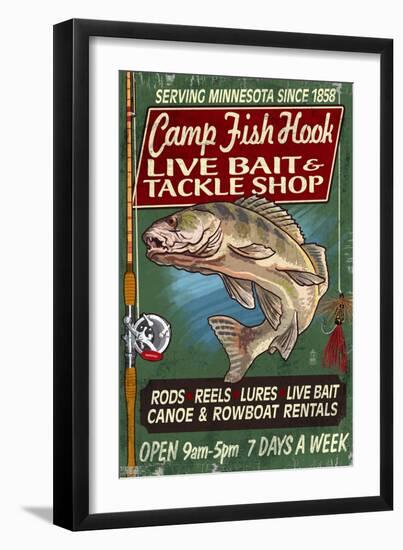 Minnesota - Camp Fish Hook-Lantern Press-Framed Art Print