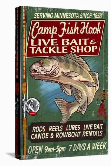 Minnesota - Camp Fish Hook-Lantern Press-Stretched Canvas