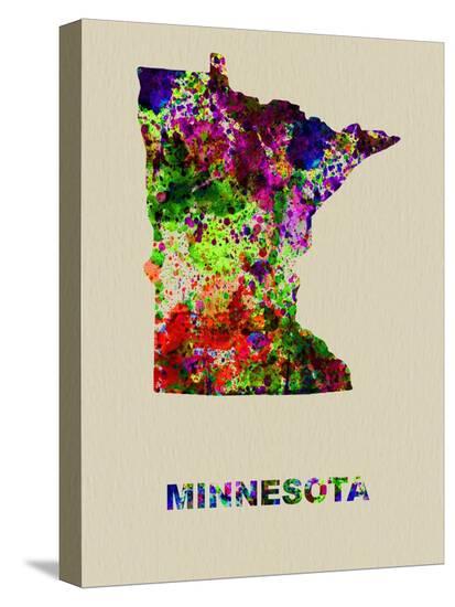 Minnesota Color Splatter Map-NaxArt-Stretched Canvas