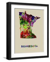 Minnesota Color Splatter Map-NaxArt-Framed Art Print