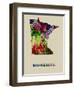 Minnesota Color Splatter Map-NaxArt-Framed Art Print