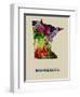 Minnesota Color Splatter Map-NaxArt-Framed Art Print