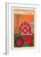 Minnesota - Country - Woodblock-Lantern Press-Framed Art Print