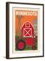 Minnesota - Country - Woodblock-Lantern Press-Framed Art Print