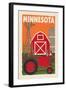 Minnesota - Country - Woodblock-Lantern Press-Framed Art Print