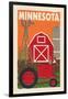 Minnesota - Country - Woodblock-Lantern Press-Framed Art Print