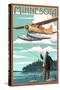 Minnesota - Float Plane and Fisherman-Lantern Press-Stretched Canvas