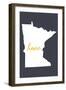 Minnesota - Home State - White on Gray-Lantern Press-Framed Art Print