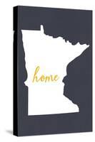 Minnesota - Home State - White on Gray-Lantern Press-Stretched Canvas