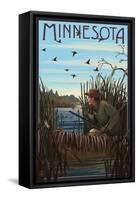 Minnesota - Hunter and Lake-Lantern Press-Framed Stretched Canvas